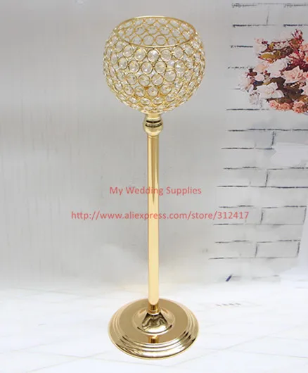 Online Silver Gold Crystal Globe Metal Candle Holders Silver Gold Crystal Globe Metal Candle Holders Christmas House Holder Stand Candlestick For Wedding Party Centerpiece