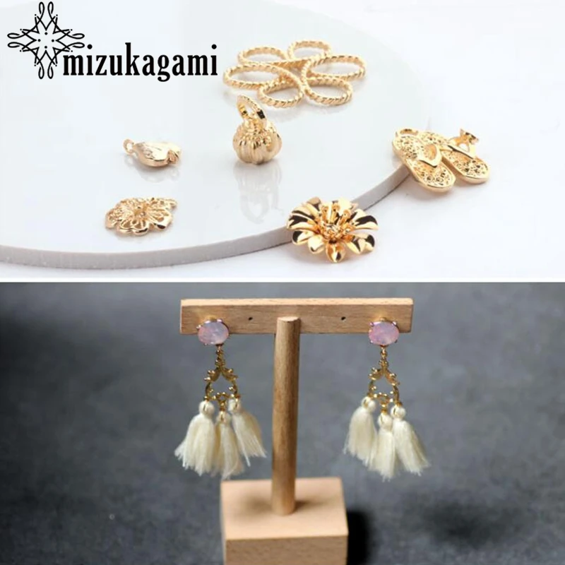 

Golden Color Butterfly Slippers Flower Charms 10pcs/lot For DIY Fashion Drop Earrings Jewelry Making Accessories