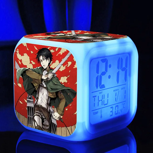 Manga Attack on Titan Alarm Clocks,Glowing LED Color Change Digital