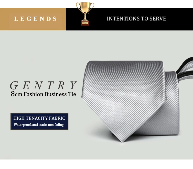 Мужская мода ленивый молния шеи кольцо галстуки твердые серебряные Досуг деловой шейный галстук для вечерние свадебные gravata подарочная коробка