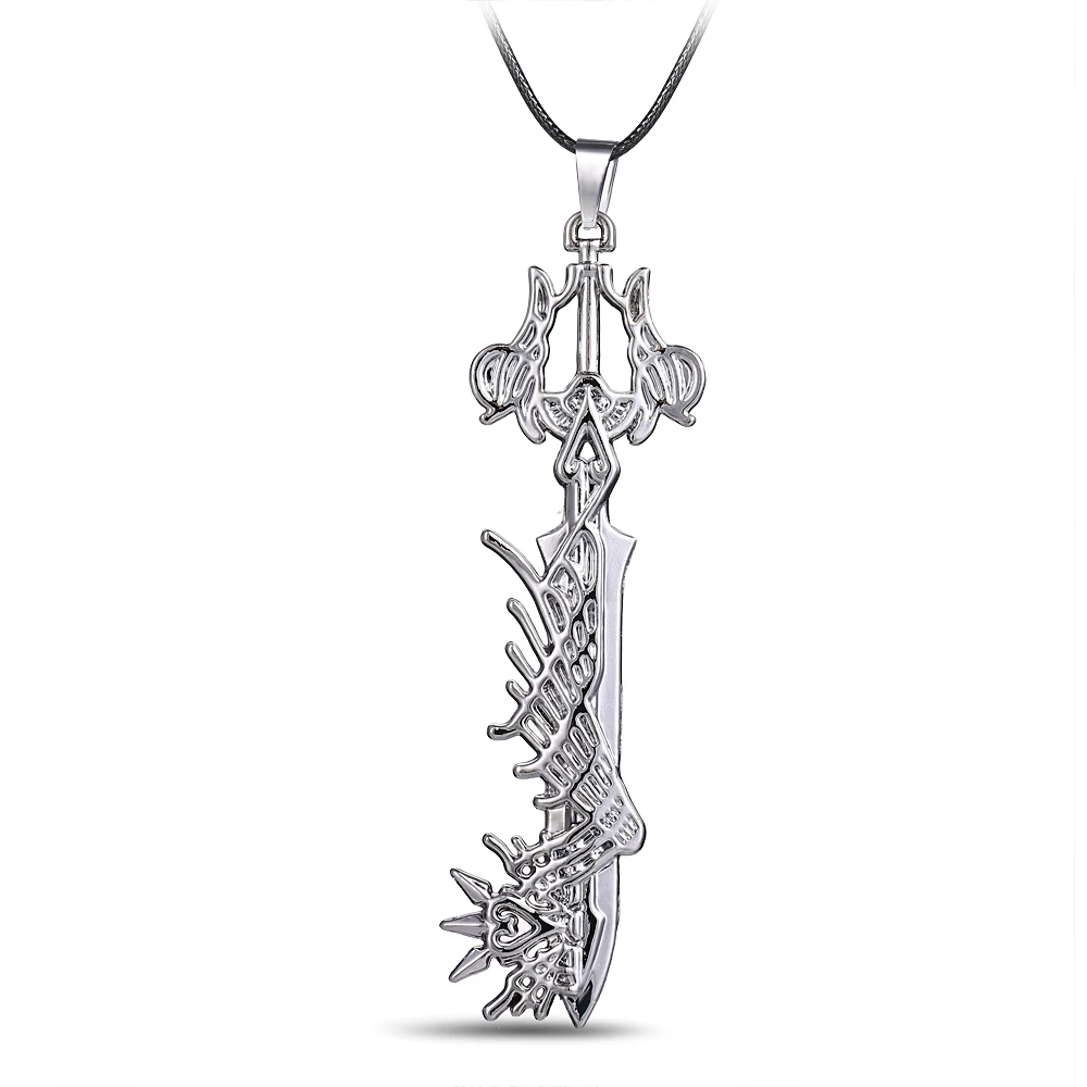 

Fans Magic Wand Jewelry Statement Women Necklace Kingdom Hearts Leather Chain Choker Game KH 3 Key Pendants Men Necklace