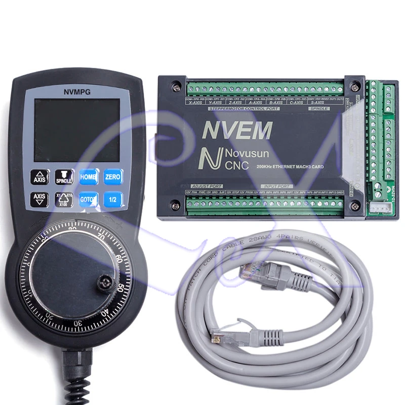 

Freeshipping NVEM 6 axis CNC Controller 200KHZ Ethernet MACH3 Motion Control Card + 6 Axis NVMPG LCD Manual Pulse Generator