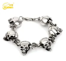 Kalen Popular Jewelry 316L Stainless Steel Skull Charm Bracelet For Male Punk Gothic Costume Accessory Gift
