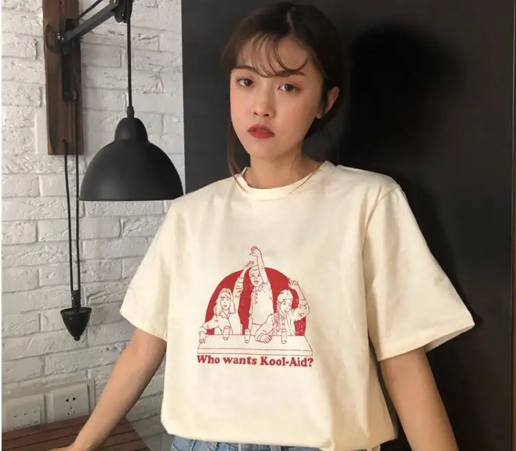 YouGeMan летняя футболка с коротким рукавом для женщин одежда корейский стиль Ulzzang Harajuku мультфильм печати белые футболки женские s Топы
