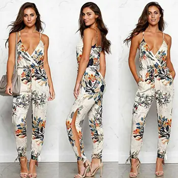 Sexy Women Off Shoulder V Neck Bodycon Skinny Jumpsuit Romper Casual Clubwear 1