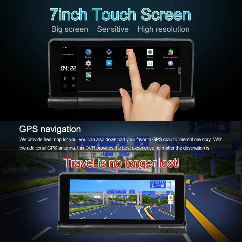 Автомобильный видеорегистратор KKmoon с Wi Fi двумя объективами 1080P система Android Smart 16