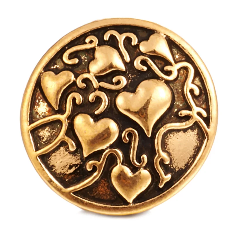 New Gold Snap Jewelry Vintage Love Heart Metal 18mm Snap Buttons Fit