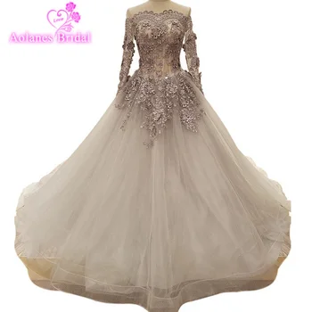 

Luxurious Long Ball Gown Lace Crystals Beaded Wedding Dresses Sweetheart Luxury Bridal Gowns Vestido Casamento Vestido De Noiva