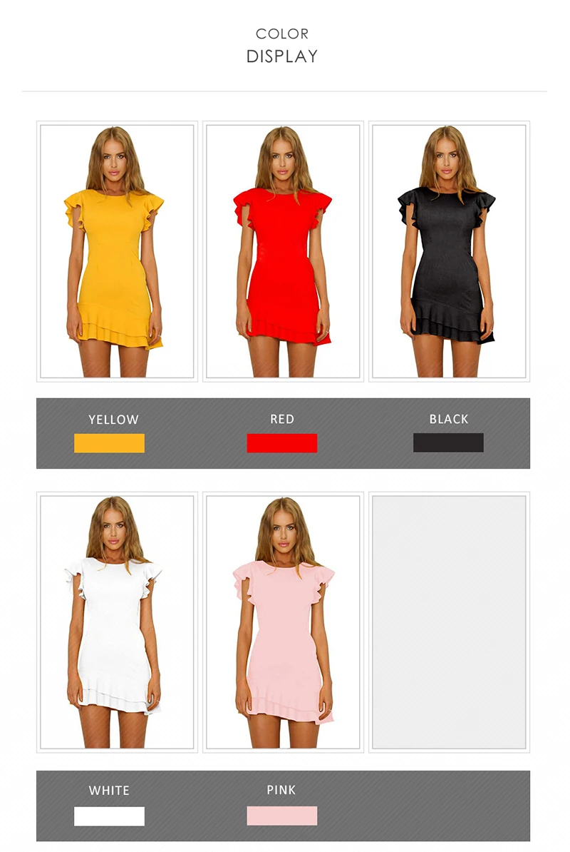 Women Backless Summer Dress 2018 Slim Short Ruffle Asymmetrical Bodycon Sexy White Party Dresses Elegnat Mini Vestido O-Neck