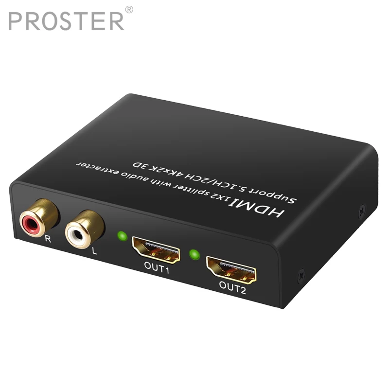 

Proster 2 Way HDMI Splitter 4K HDMI Audio Extractor HDMI 1x2 Splitter with Audio Extracter Support 2CH 5.1CH 4Kx2K 3D Converter