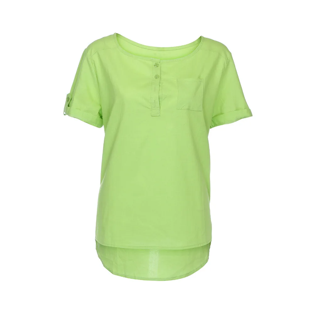 Las mujeres Tops Casual de verano de manga corta Camisa de algodón de verano de lino blusa Tops Ropa de Mujer # F Las mujeres Tops Casual de verano de manga corta Camisa de algodón de verano de lino blusa Tops Ropa de Mujer # F