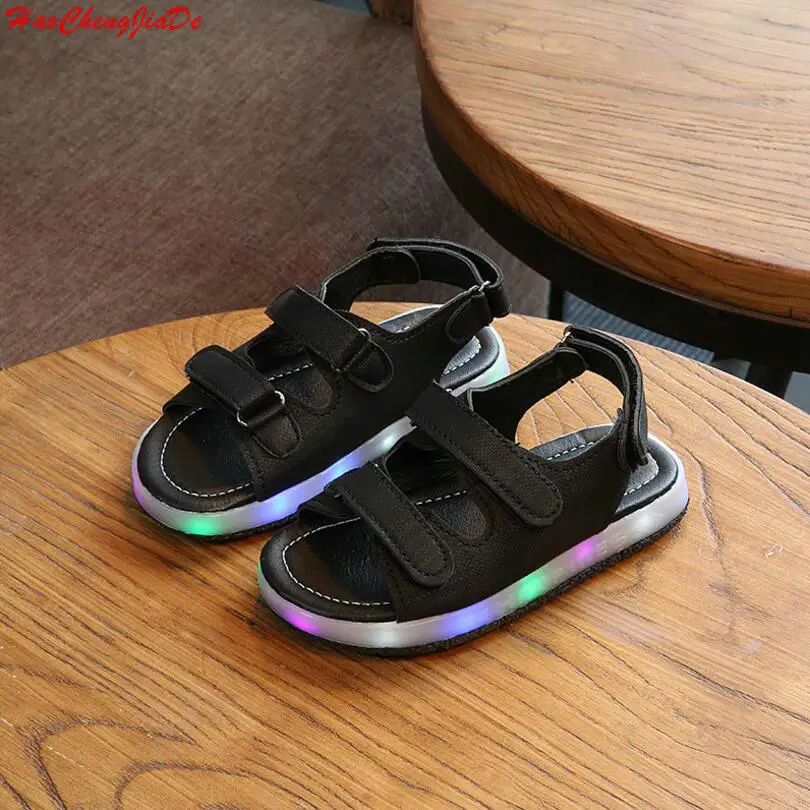 

Boys Sandals Kids Led Shoes New Summer Fashion Pu Leather Light Sandals For Girl Boy High Quality Baby Children Glowing Shoes