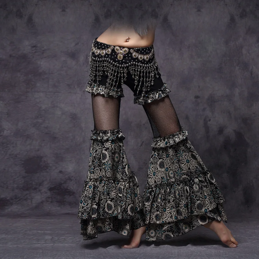 Tribal Belly Dancing Dancewear Women Gypsy Dance High Waist Flare Trousers Practice Pants Womens