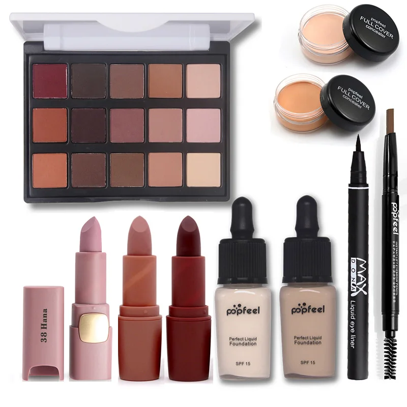 Makup Tool Kit Including Matte Eyeshadow Lipstick Foundation Concealer Eyebrow Pencil Eyeliner Makeup Set Cosmetic Kit Maquiagem