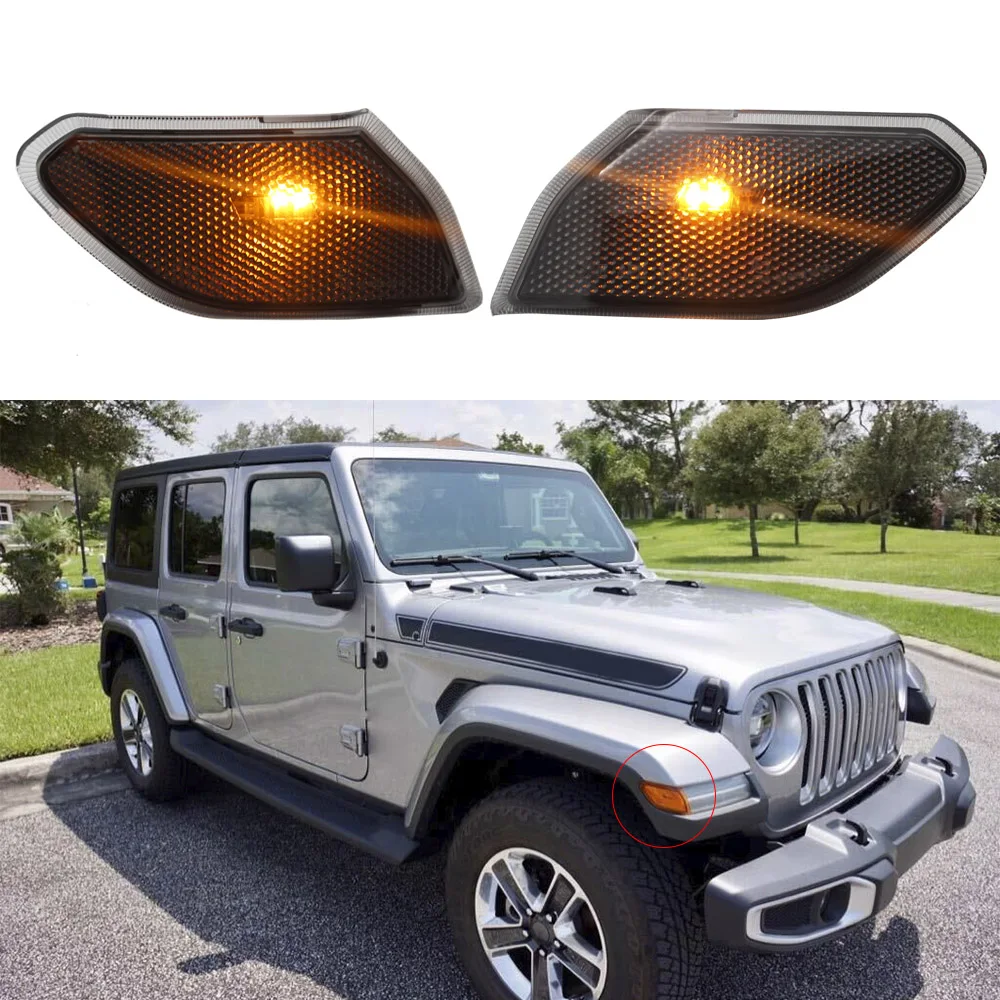 For Jeep Wrangler JL 2018+ Side Reflection Warning Turn Signal Light Signal Lamp For Jeep JL Turn Side Signals Light Cover