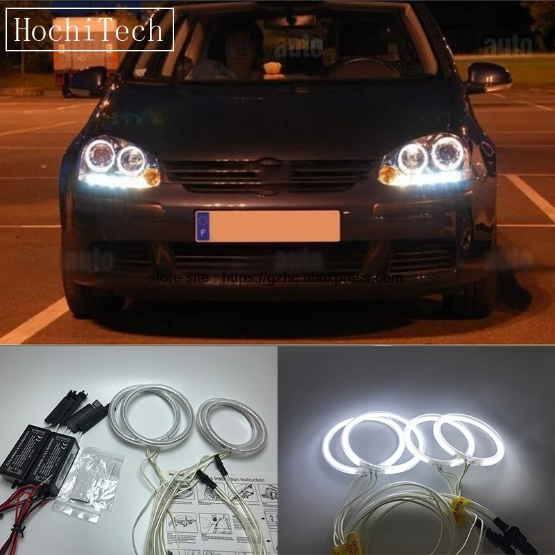 HochiTech для Volkswagen VW golf 5 MK5 2003-2009 ультра яркий дневной светильник DRL CCFL ангельские глазки демон глаза комплект Теплый Белый Halo Кольцо