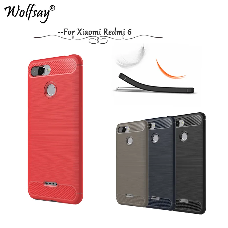 

Wolfsay Case Xiaomi Redmi 6 Cover Cases Redmi 6 Fundas Soft TPU Brush Rubber Phone Case FOR Xiaomi Redmi 6 Phone Shell
