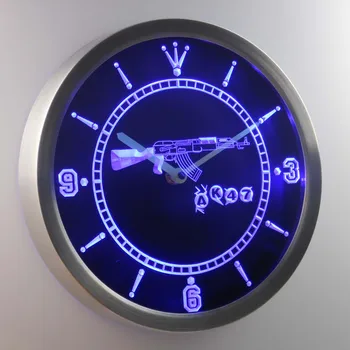 

nc0089 AK47 NEW KALASHNIKOV Airsoft Gun Neon Light Signs LED Wall Clock