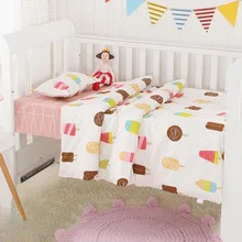 Комплект постельного белья для новорожденных, комплект в детскую кроватку с пододеяльником, наволочка, мягкая простыня с принтом, 3 предмета, детский спальный комплект