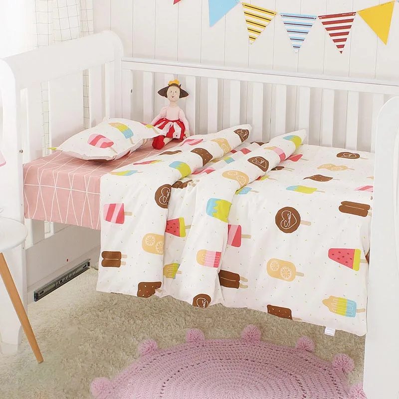 

Baby Bedding Sets For Newborns Baby Crib Sets Containing Duvet Cover Pillowcase Flat Sheet Soft Printed 3Pcs Baby Sleeping Set