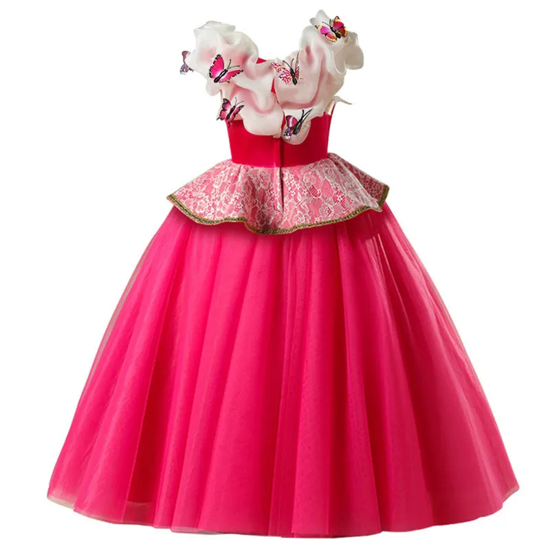 Children's princess dress party ball skirt Toddler Baby Kids Girls Ruffles Tullee 3D Butterfly Party Cos Princess Dress #4j22 (8)