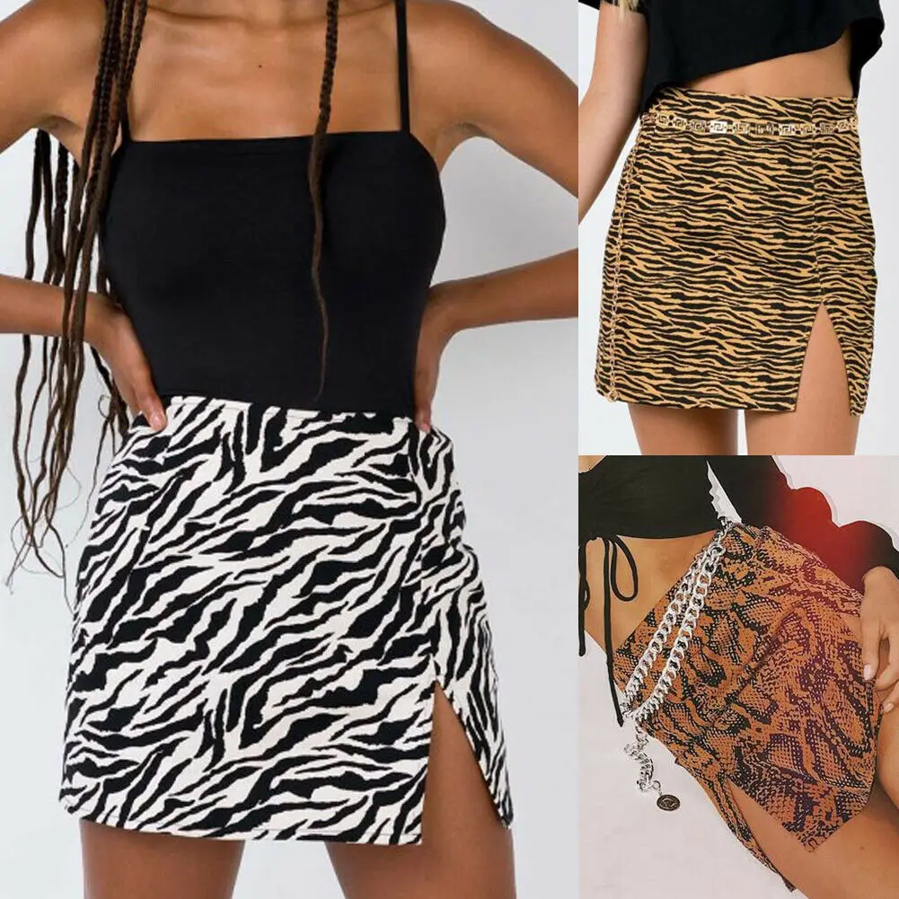 

Hirigin Women Ladies High Waisted Pencil Wrap Split Skirt Bodycon Leopard Print Mini Skirt