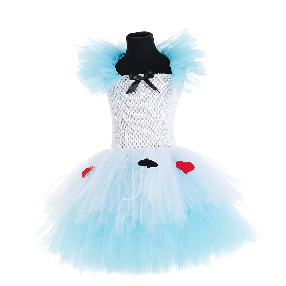 Princess Girl Alice In Wonderlan Tutu Dress Kids Knee Length Queen Heart Birthday Cosplay Cartoon Costume For Halloween Carnival | Детская