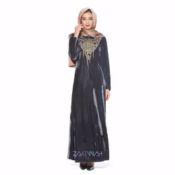 Дубай турецкий мусульманский халат арабский бархат вышитые с длинным рукавом платье Исламская прерия мусульманское Абая