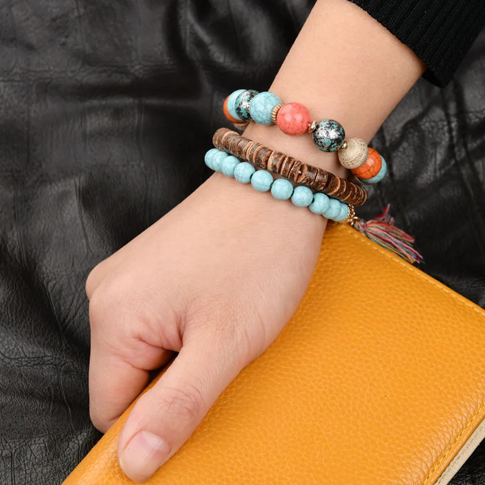 

Bangle Bracelets Jewelry Beads Women Men Crystal Charm Bracelets Multilayer Bangles Candy Color Fashion Multi-color Bangle C40