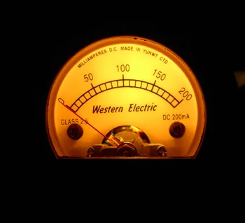 

S52 Round Black Pointer Ammeter 200MA DC Yellow Classical Backlight, EL34 KT66
