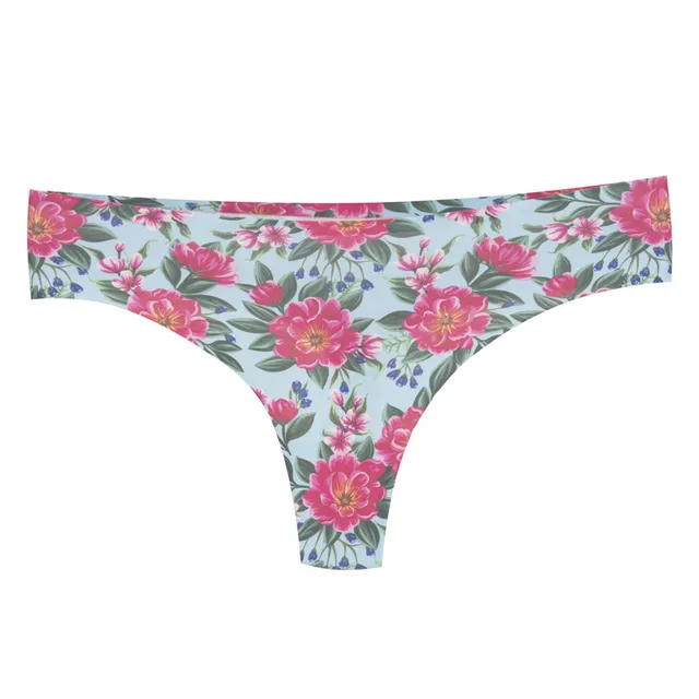 romantic pink flowers Panties Women Underwear Sexy Panties Thongs And G strings Woman Underpants