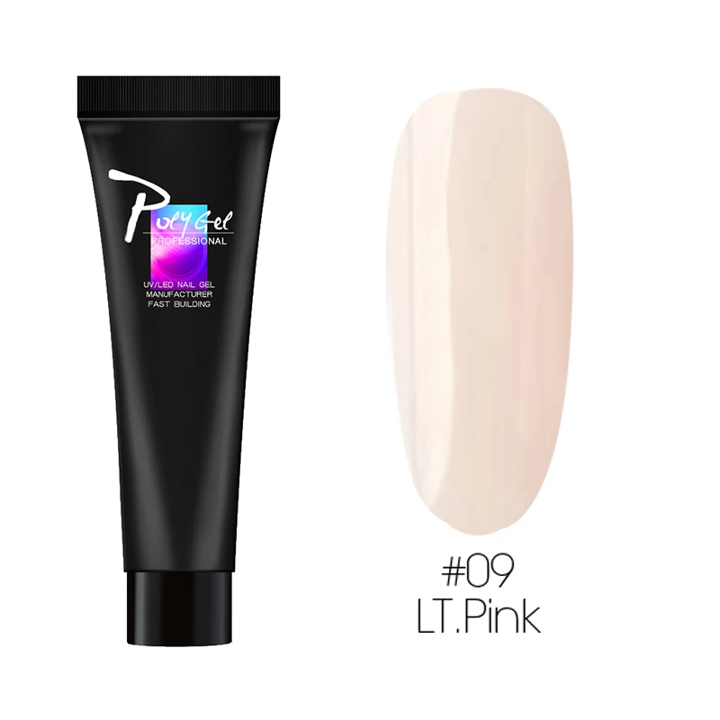 09-LT.pink-a Полигелевый полигель для наращивания ногтей, строительный полигель для пальцев, 9 цветов, замачиваемый, камуфляжный, УФ светодиодный, Гель-лак для французского дизайна ногтей - Цвет: 09-LT.pink-a