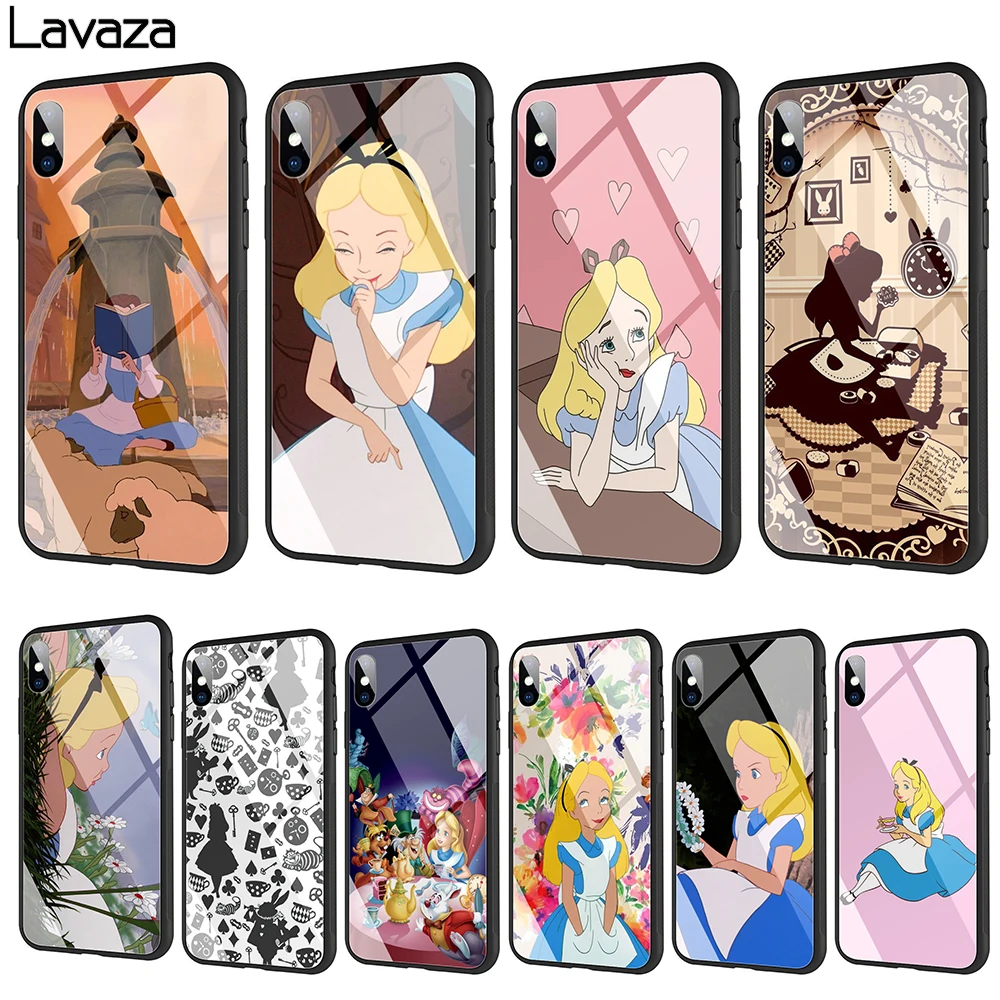

Lavaza Alice in Wonderland Tempered glass TPU Case for iPhone XS Max XR X 8 7 6 6S Plus 5 5S SE