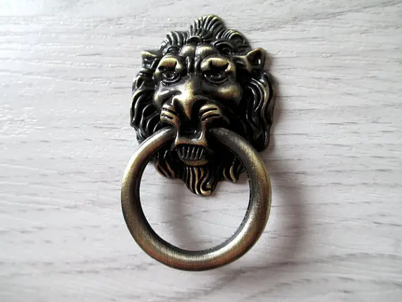 

Antique Bronze Lion Head Dresser Pull Knob / Drawer Pulls Knobs Handles Rings / Door Knocker Cabinet Handles Vintage Hardware