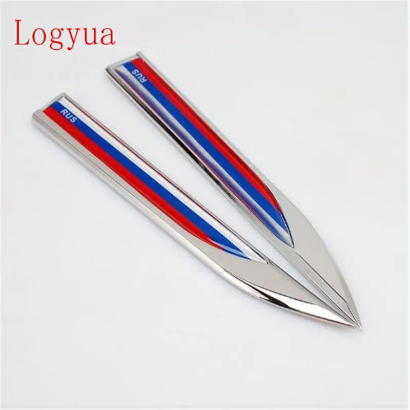 

Car Styling Russia Flag 15*1.7cm Zinc Alloy Epoxy Blade Badge Emblem Fender Sticker Body Decoration For Cars 2Pcs = 1 Pair