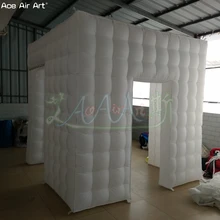 2.4m Scientific design 3 doors inflatable photo booth,cubic party tent with 2 door covers for entry and 1 door for 3D camera 