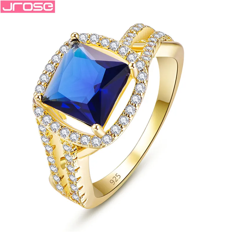 JROSE Big Royal Blue Multicolor Cubic Zircon Wedding Jewelry Luxury