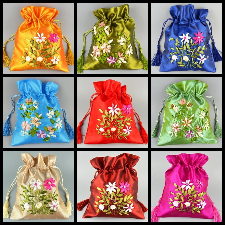 

Hand embroidery brocade collectables bracelets jewelry packaging bags 4pc/lot