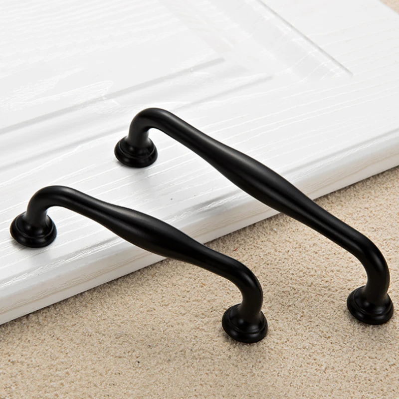4 Sizes Single Hole 96mm128mm Black Zinc Alloy Door Pull Handles Knobs
