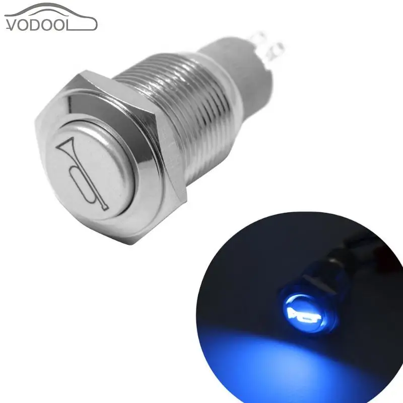 VODOOL 16mm 12V Blue LED Light Car Auto Reset Momentary Push Button