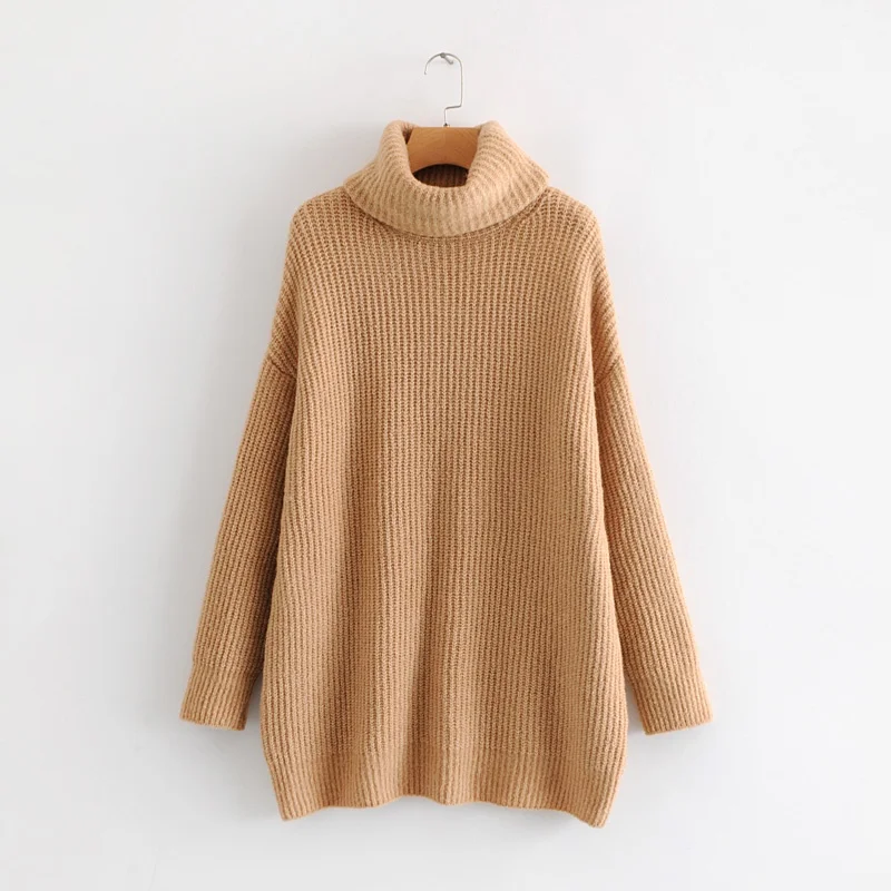 AOEMQ простой модный свитер ярких цветов осень и зима продукт длинный раздел Высокий воротник длинный рукав свитер пальто