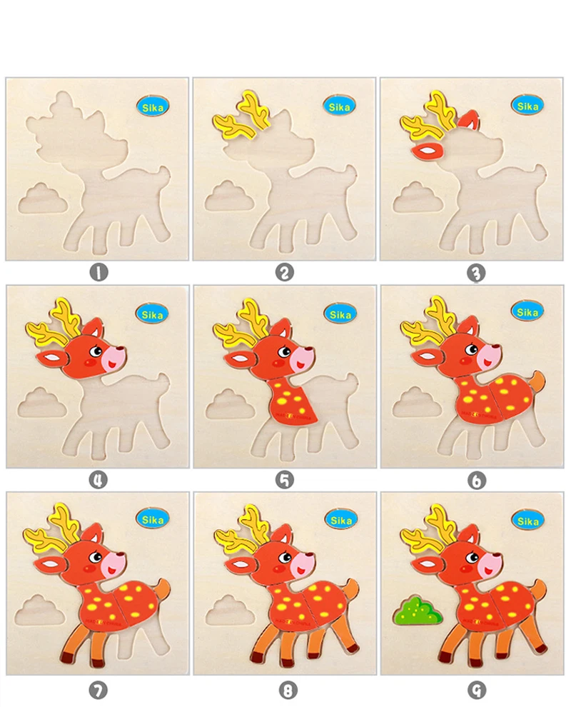 Qwz детские игрушки, деревянные головоломки милый мультфильм животных интеллекта детей Обучающие Логические Детская танграмма паззл в