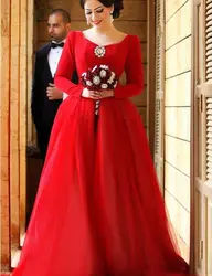 Бальное платье 2016 новых совок молнии-обратно свадебное платье дешевые с длинным рукавом красный свадебные платья vestido де noiva курто