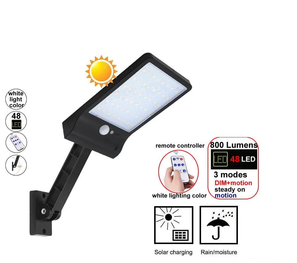

remote control Upgrade 48 LED Solar Light Waterproof street Wall Mount Lamp Night Light for Outdoor Garden Patio spotlight floo
