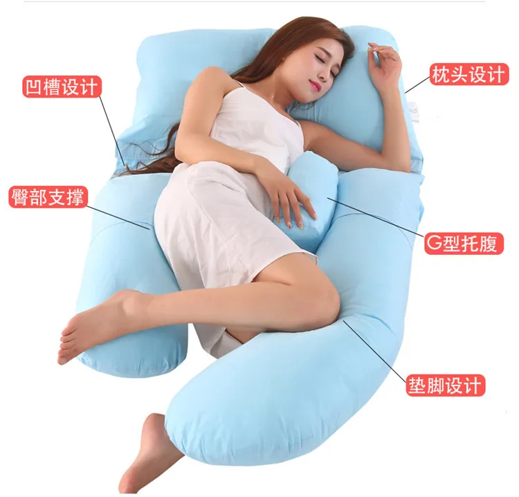 G-Shape Maternity Pillow For Side Sleeping Waist Abdominal Big Pillow For Pregnant Women Cartoon Lovely Cotton Pillow Almofada