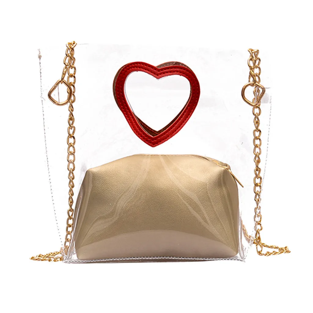 

Woman Bag Fashion Lady Transparent Love Wild Shoulder Messenger + Clutch ladies hand bags sac a main femme de marque soldes