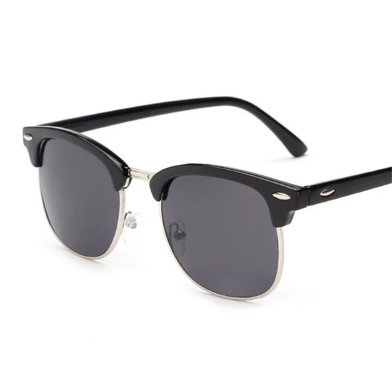 

ZXTREE Retro Sunglasses Women Half Metal Black Glasses Design Unisex Color Film Reflective Lens Sunglasses Men UV400 oculos Z49