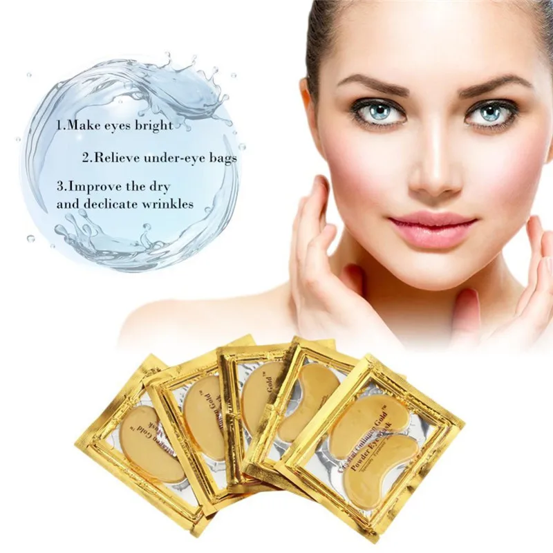 200Pcs=100Pairs Korean Cosmetics Beauty 24K Crystal Collagen Gold Eye Mask Anti Aging Acne Moisture Patches For Eye Skin Care