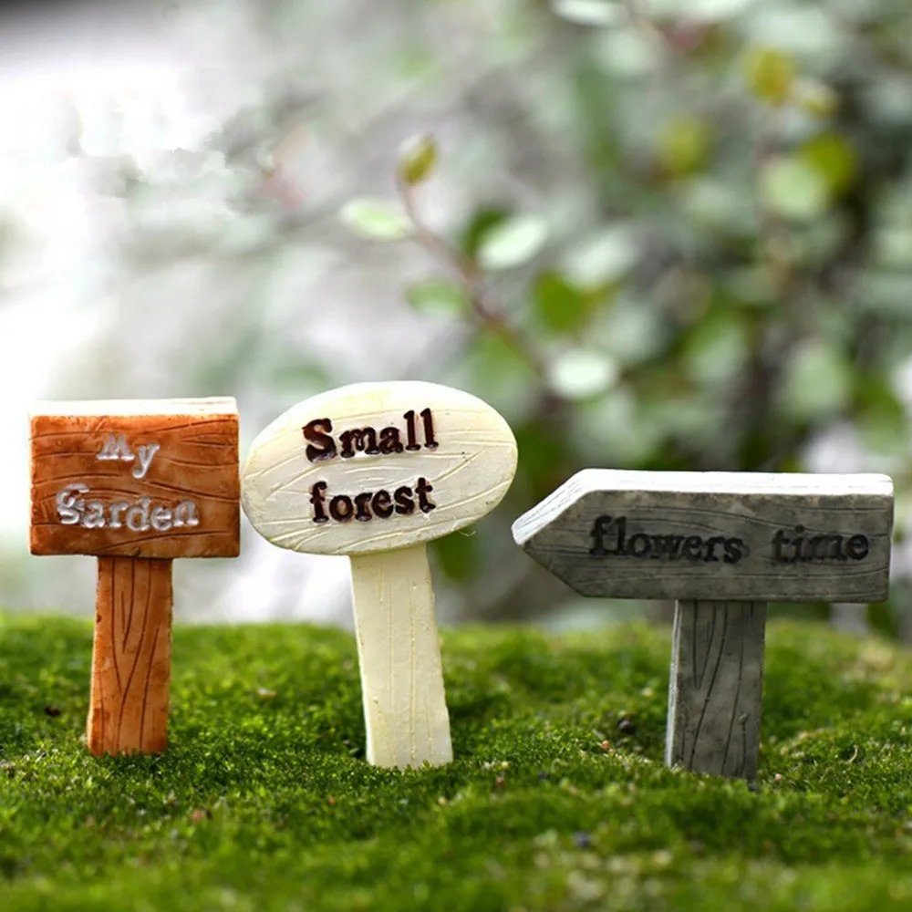 

Resin Sign Board Bonsai Figurines Micro Landscape Crafts Signboard Miniatures Fairy Garden Moss Terrarium Decor