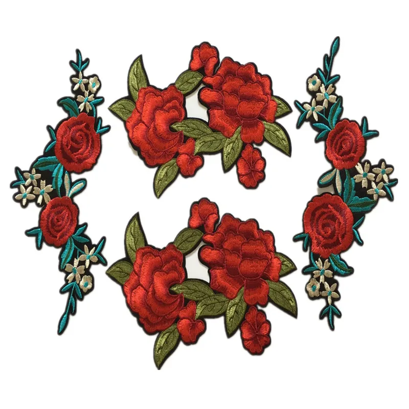 3Pcs/Lot Flower Embroidery Patches Peony Embroidered Applique Iron
